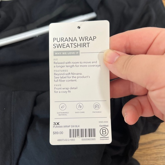 Athleta Purana Wrap Sweatshirt 3XL NWT $89 Gray Cris Cross Hood Knit - Picture 9 of 10